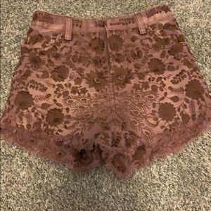 Free People High Waist Lace Shorts - Brown